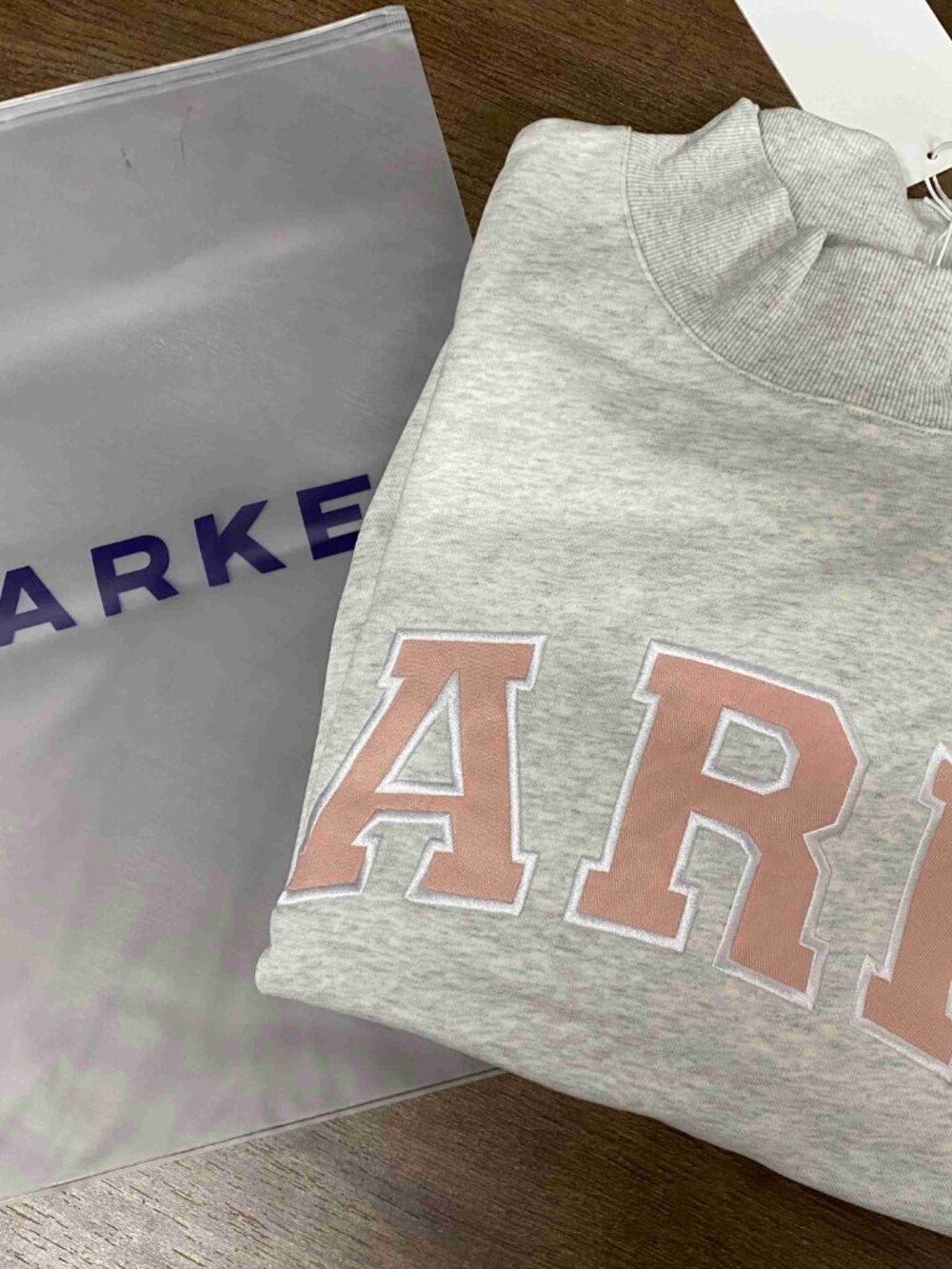 PARKE Varsity Mock Neck Heather Gray Sweatshirt - Picture 2 of 7
